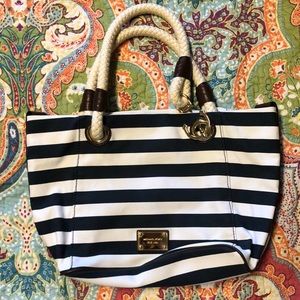 Navy blue and white Michael Kors Purse